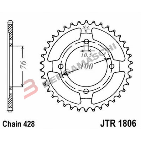 CORONA PER TRASMISSIONE MOTO JT 1806 Z56 JTR1806.56 56 DENTI ACCIAIO PASSO 428
