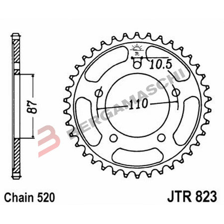 CORONA PER TRASMISSIONE MOTO JT 823 Z45 JTR823.45 45 DENTI ACCIAIO PASSO 520