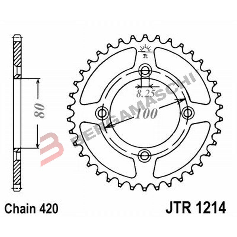 CORONA PER TRASMISSIONE MOTO JT 1214 Z36 JTR1214.36 36 DENTI ACCIAIO PASSO 420