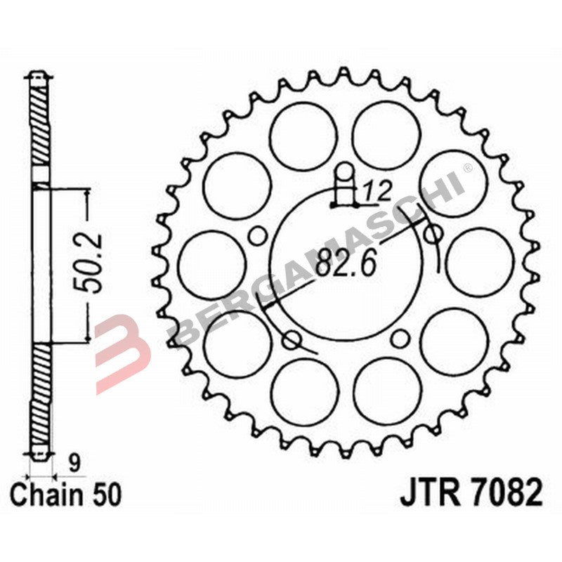 CORONA PER TRASMISSIONE MOTO JT 7082 Z48 JTR7082.48 48 DENTI ACCIAIO PASSO 530