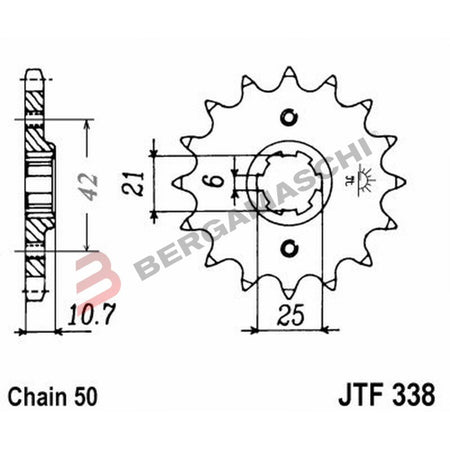 PIGNONE TRASMISSIONE PER MOTO JT 338 Z17 JTF338.17 17 DENTI ACCIAIO PASSO 530