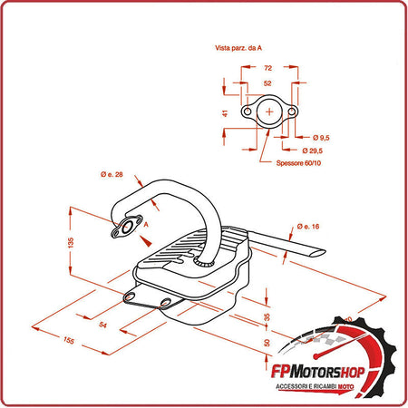 MARMITTA SILENZIATORE TERMINALE DI SCARICO SITO PER PIAGGIO APE 50 0220