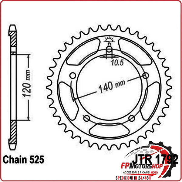 CORONA PER TRASMISSIONE MOTO JT 1792 Z48 JTR1792.48 48 DENTI ACCIAIO PASSO 525