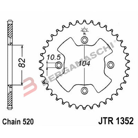 CORONA PER TRASMISSIONE MOTO JT 1352 Z40 JTR1352.40 40 DENTI ACCIAIO PASSO 520