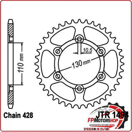 CORONA PER TRASMISSIONE MOTO JT 1494 Z56 JTR1494.56 56 DENTI ACCIAIO PASSO 428