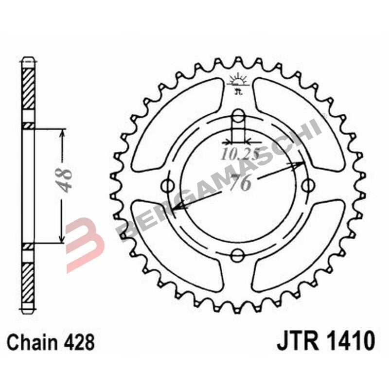 CORONA PER TRASMISSIONE MOTO JT 1410 Z50 JTR1410.50 50 DENTI ACCIAIO PASSO 428