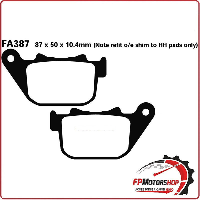 PASTIGLIE PASTICCHE FRENI PER MOTO HARLEY 883 04> POSTERIORE EBC FA387 ORGANICA