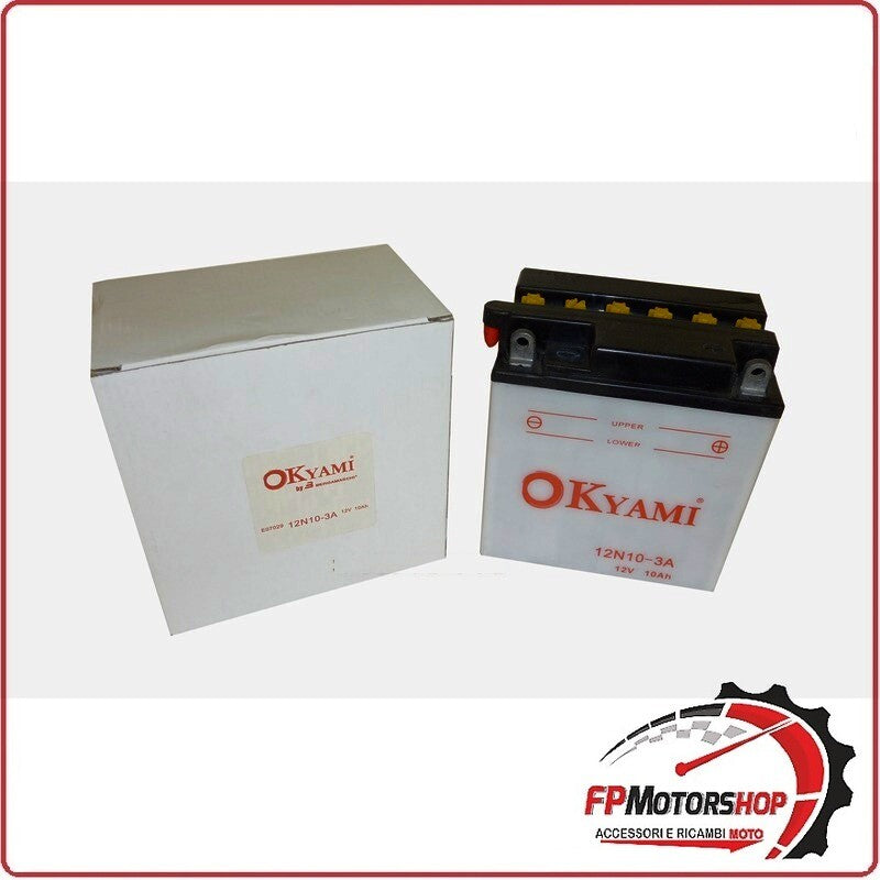 BATTERIA PER MOTO OKYAMI 12N10-3A 12V 10AH 135X90X145MM CCA100