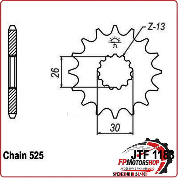 PIGNONE TRASMISSIONE PER MOTO JT 1183 Z17 JTF1183.17 17 DENTI ACCIAIO PASSO 525