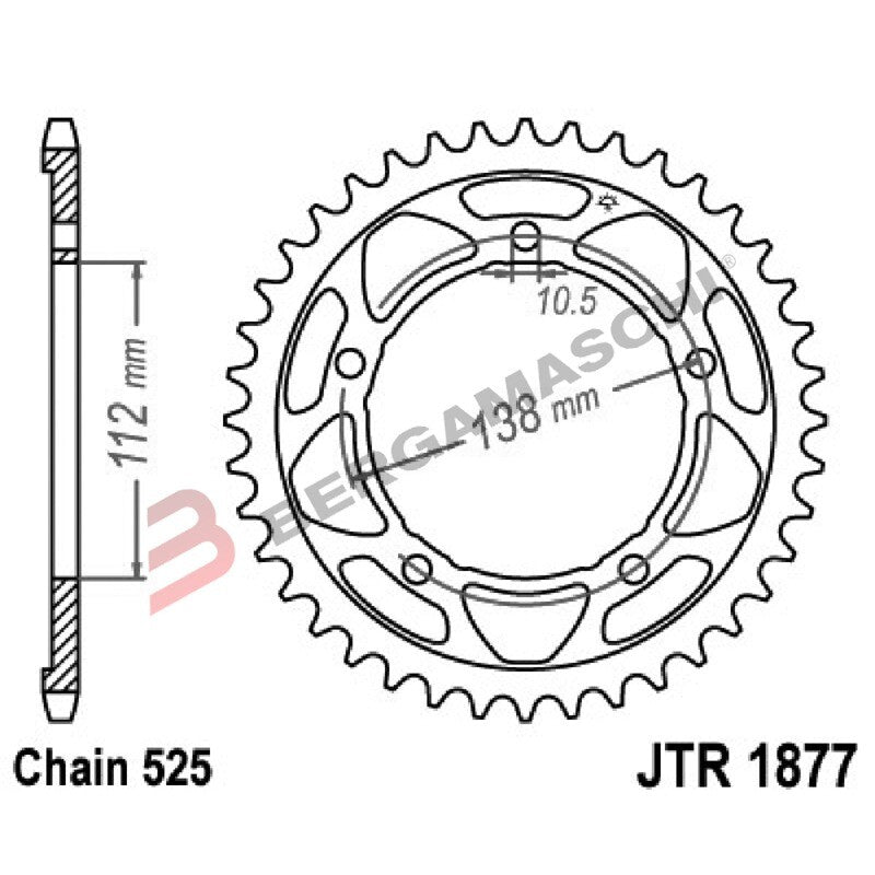 CORONA PER TRASMISSIONE MOTO JT 1877 Z41 JTR1877.41 41 DENTI ACCIAIO PASSO 525