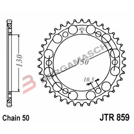 CORONA PER TRASMISSIONE MOTO JT 859 Z48 JTR859.48 48 DENTI ACCIAIO PASSO 530