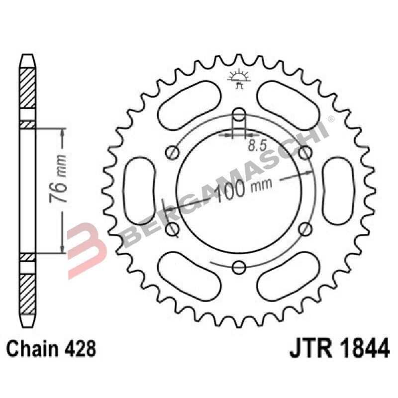 CORONA PER TRASMISSIONE MOTO JT 1844 Z44 JTR1844.44 44 DENTI ACCIAIO PASSO 428