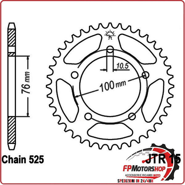 CORONA PER TRASMISSIONE MOTO JT 15 Z44 JTR15.44 44 DENTI ACCIAIO PASSO 525