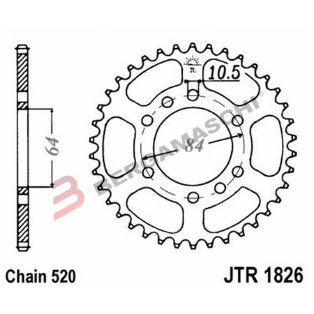 CORONA PER TRASMISSIONE MOTO JT 1826 Z42 JTR1826.42 42 DENTI ACCIAIO PASSO 520