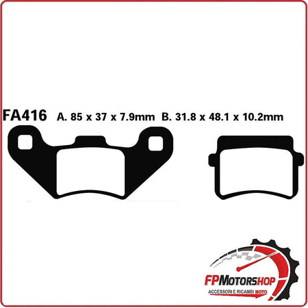 PASTIGLIE PASTICCHE FRENO FRENI PER QUAD QUADZILLA 06- ANT. EBC FA416TT