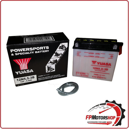 BATTERIA PER MOTO YUASA 12N5,5-3B 12N5.5-3B 12V 6AH 138X61X131MM CCA55