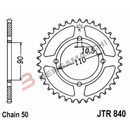 CORONA PER TRASMISSIONE MOTO JT 840 Z38 JTR840.38 38 DENTI ACCIAIO PASSO 530