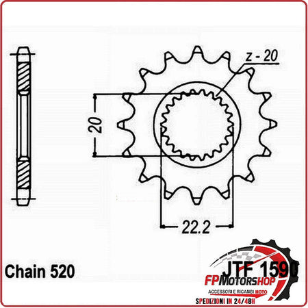PIGNONE TRASMISSIONE PER MOTO JT 1590 Z13 JTF1590.13 YAMAHA WR 250 01> YZ