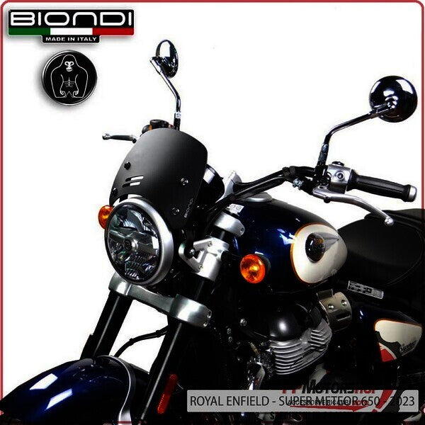 CUPOLINO PARABREZZA MOTO PER ROYAL ENFIELD METEOR 350 2021> NERO SATINATO BIONDI