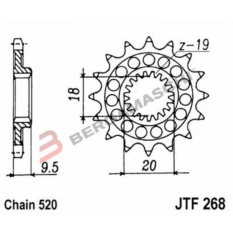 PIGNONE TRASMISSIONE PER MOTO JT 268 Z13 JTF268.13 13 DENTI ACCIAIO