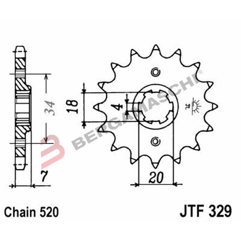 PIGNONE TRASMISSIONE PER MOTO JT 329 Z12 JTF329.12 12 DENTI ACCIAIO PASSO 520