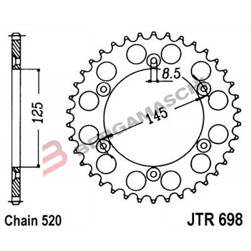 CORONA PER TRASMISSIONE MOTO JT 698 Z41 JTR698.41 CAGIVA K7 125 90>92