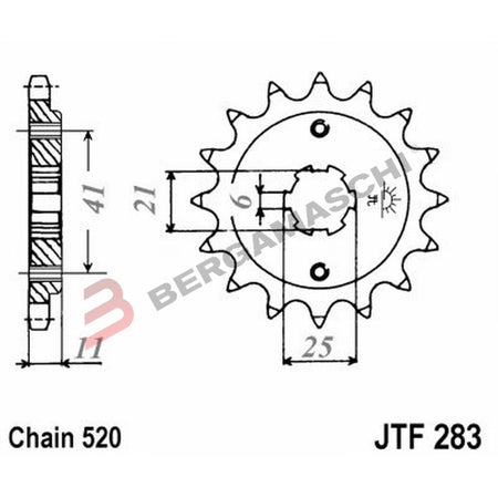 PIGNONE TRASMISSIONE PER MOTO JT 283 Z14 JTF283.14 14 DENTI ACCIAIO