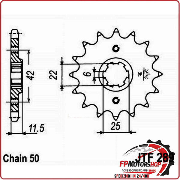 PIGNONE TRASMISSIONE PER MOTO JT 289 Z15 JTF289.15 15 DENTI ACCIAIO