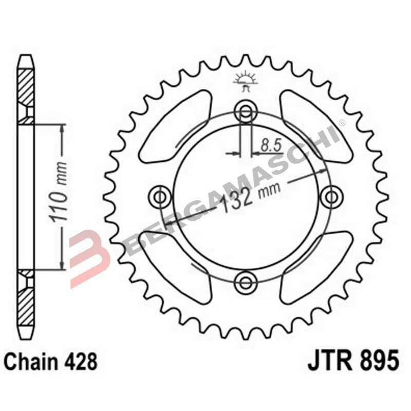 CORONA PER TRASMISSIONE MOTO JT 895 Z46 JTR895.46 46 DENTI ACCIAIO PASSO 428