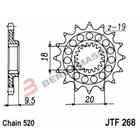 PIGNONE TRASMISSIONE PER MOTO JT 268 Z13 JTF268.13 13 DENTI ACCIAIO