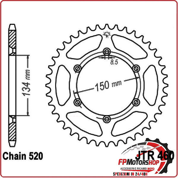 CORONA PER TRASMISSIONE MOTO JT 460 Z53 JTR460.53 53 DENTI ACCIAIO PASSO 520