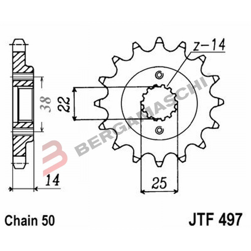 PIGNONE TRASMISSIONE PER MOTO JT 497 Z15 JTF497.15 DUCATI F1 750 87>88