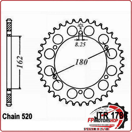 CORONA PER TRASMISSIONE MOTO JT 1786 Z52 JTR1786.52 52 DENTI ACCIAIO PASSO 520