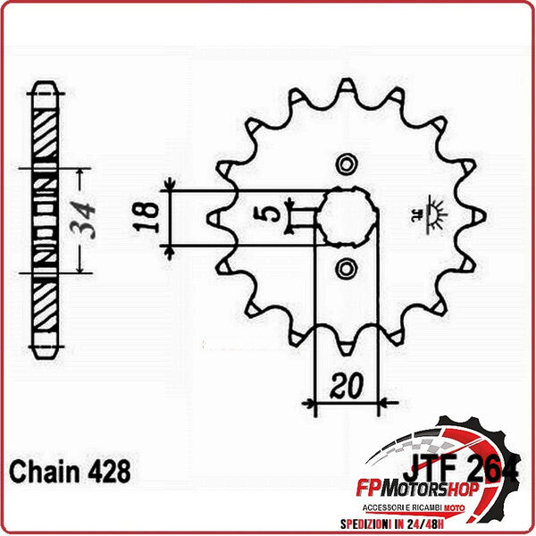 PIGNONE TRASMISSIONE PER MOTO JT 264 Z17 JTF264.17 17 DENTI ACCIAIO