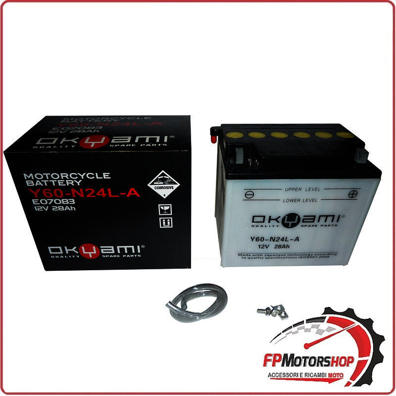 BATTERIA PER MOTO OKYAMI O60-N24L-A Y60-N24L-A 12V 28AH 183X124X170MM