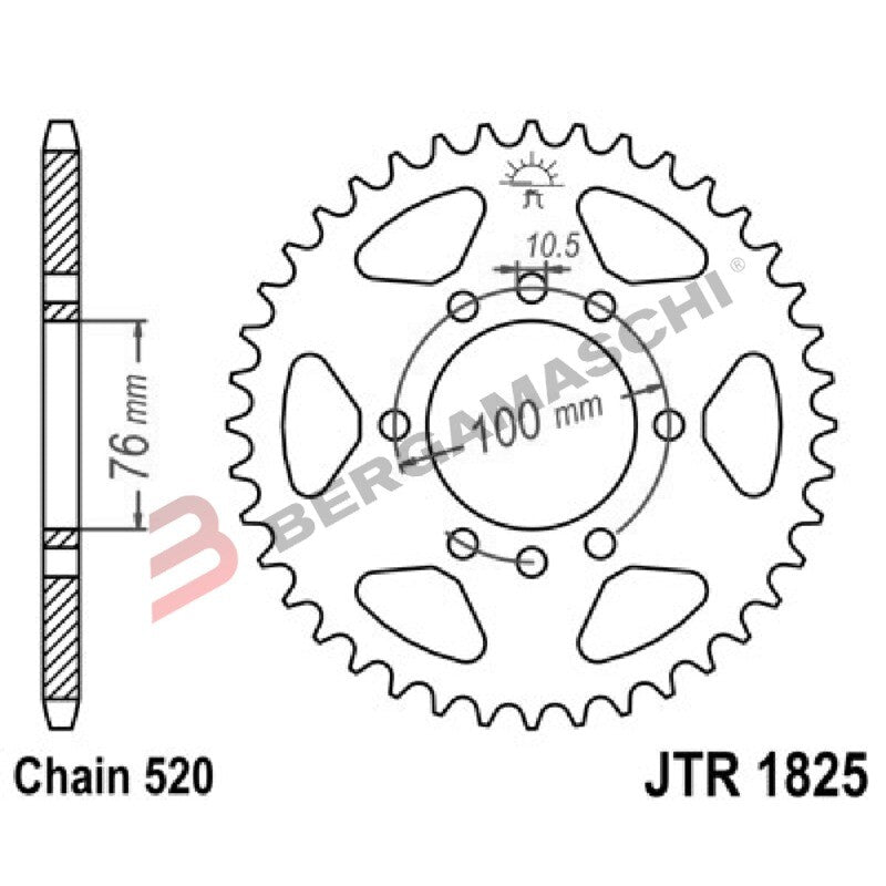 CORONA PER TRASMISSIONE MOTO JT 1825 Z48 JTR1825.48 48 DENTI ACCIAIO PASSO 520