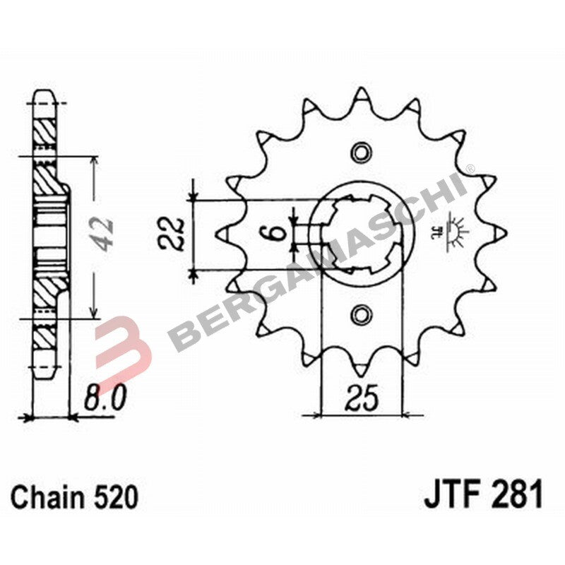 PIGNONE TRASMISSIONE PER MOTO JT 281 Z14 JTF281.14 14 DENTI ACCIAIO
