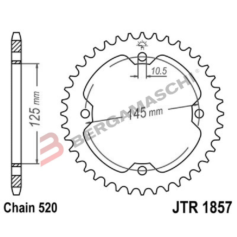 CORONA PER TRASMISSIONE MOTO JT 1857 Z37 JTR1857.37 37 DENTI ACCIAIO PASSO 520