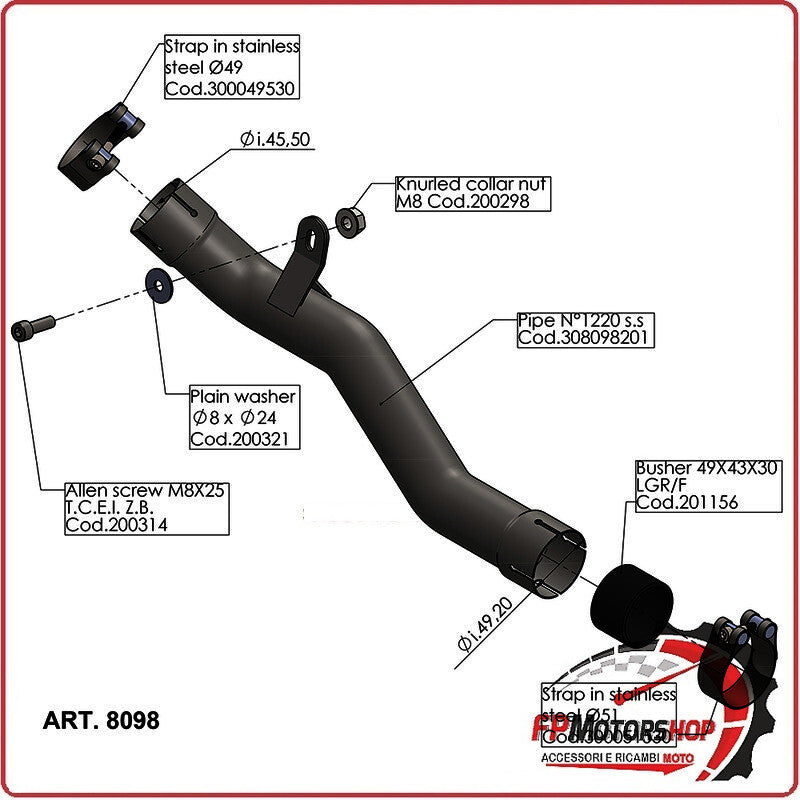 RACCORDO ELIMINA CATALIZZATORE PER BENELLI LEONCINO 500 17- LEOVINCE 8098