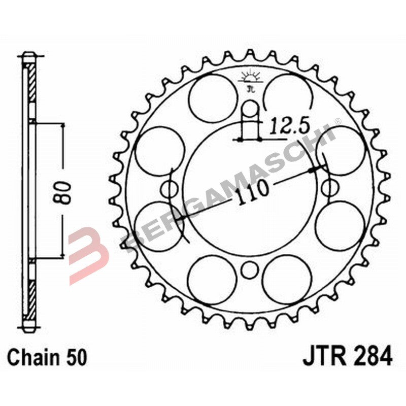 CORONA PER TRASMISSIONE MOTO JT 284 Z39 JTR284.39 39 DENTI ACCIAIO PASSO 530