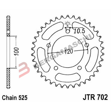 CORONA PER TRASMISSIONE MOTO JT 702 Z41 JTR702.41 41 DENTI ACCIAIO PASSO 525