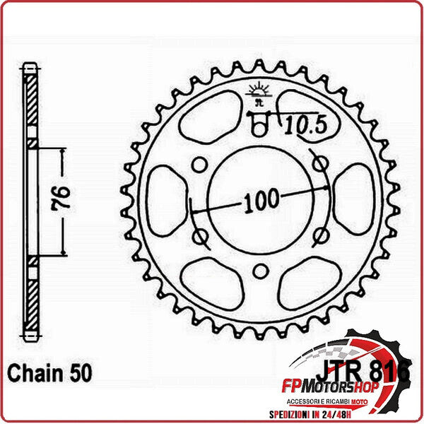 CORONA PER TRASMISSIONE MOTO JT 816 Z45 JTR816.45 45 DENTI ACCIAIO PASSO 530