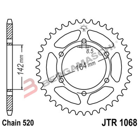 CORONA PER TRASMISSIONE MOTO JT 1068 Z46 JTR1068.46 46 DENTI ACCIAIO PASSO 520