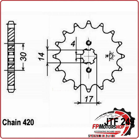 PIGNONE TRASMISSIONE PER MOTO JT 249 Z13 JTF249.13 13 DENTI ACCIAIO PASSO 420