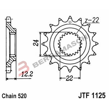 PIGNONE TRASMISSIONE PER MOTO JT 1125 Z16 JTF1125.16 16 DENTI ACCIAIO PASSO 520