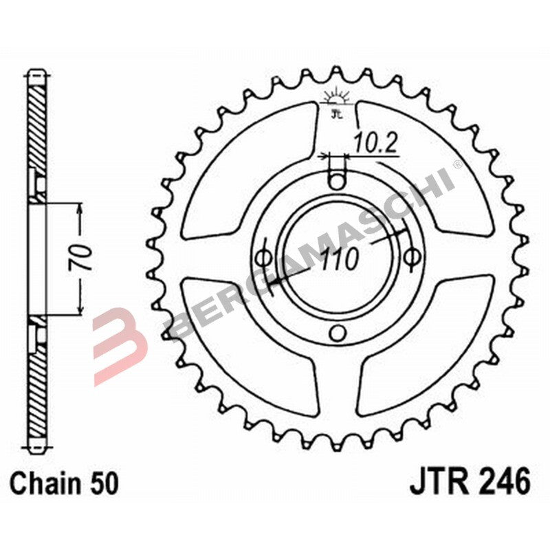 CORONA PER TRASMISSIONE MOTO JT 246 Z41 JTR246.41 41 DENTI ACCIAIO PASSO 530