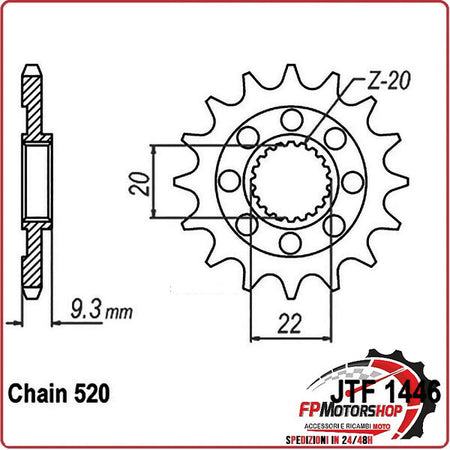 PIGNONE TRASMISSIONE PER MOTO JT 1446 Z13 SC JTF1446.13SC 13 DENTI ACCIAIO SELF