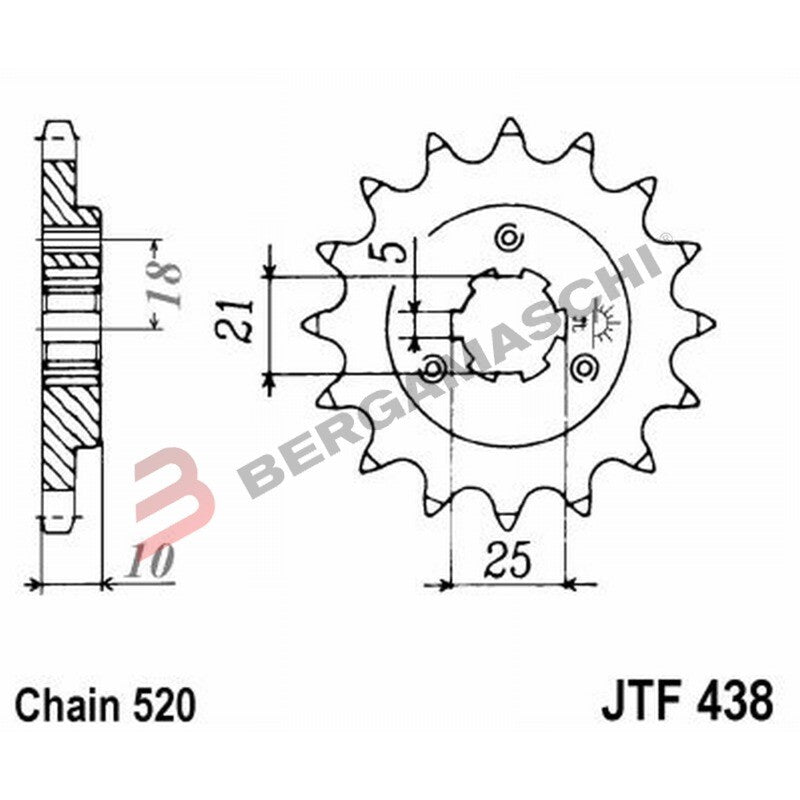 PIGNONE TRASMISSIONE PER MOTO JT 438 Z14 JTF438.14 14 DENTI ACCIAIO PASSO 520