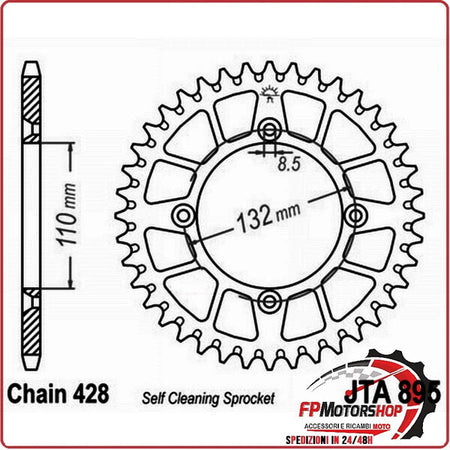 CORONA PER TRASMISSIONE MOTO ALLUMINIO JTA 895 Z46 BLU JTA895.46BLU 46 DENTI
