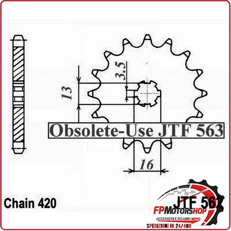 PIGNONE TRASMISSIONE PER MOTO JT 562 Z10 JTF562.10 10 DENTI ACCIAIO PASSO 420